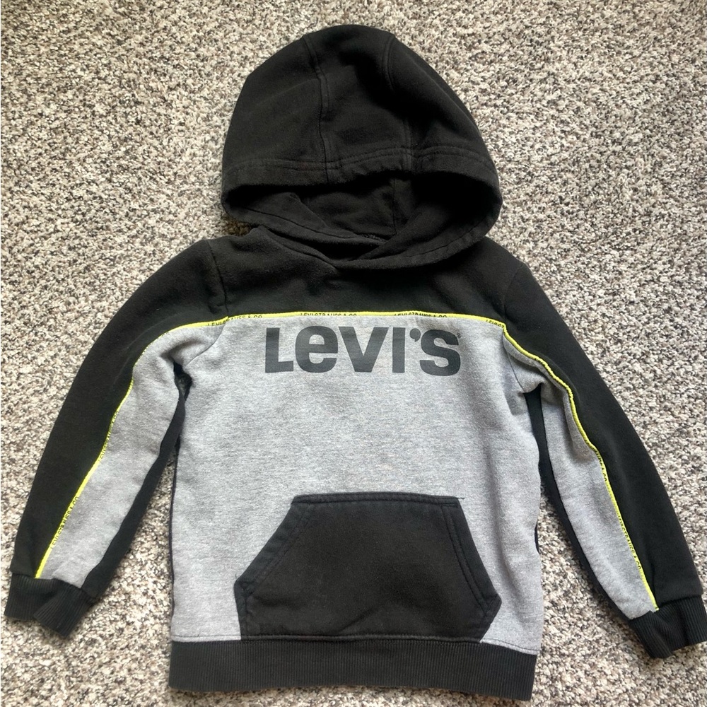Levi's Boys' Black & Gray Hooded Pullover Sweatshirt 3T
